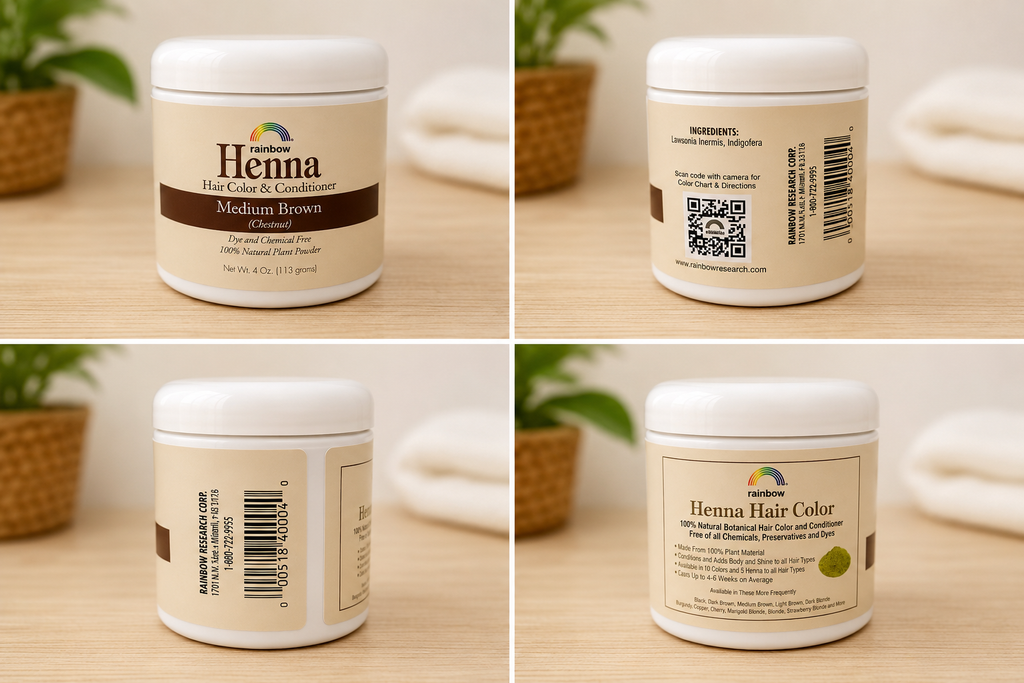 Rainbow Henna Hair Color & Conditioner – Medium Brown (Chestnut